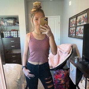 Striped Dark Pink and Black Tank Top